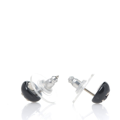Chanel Enamel CC Earrings Black Silver 2 of 3