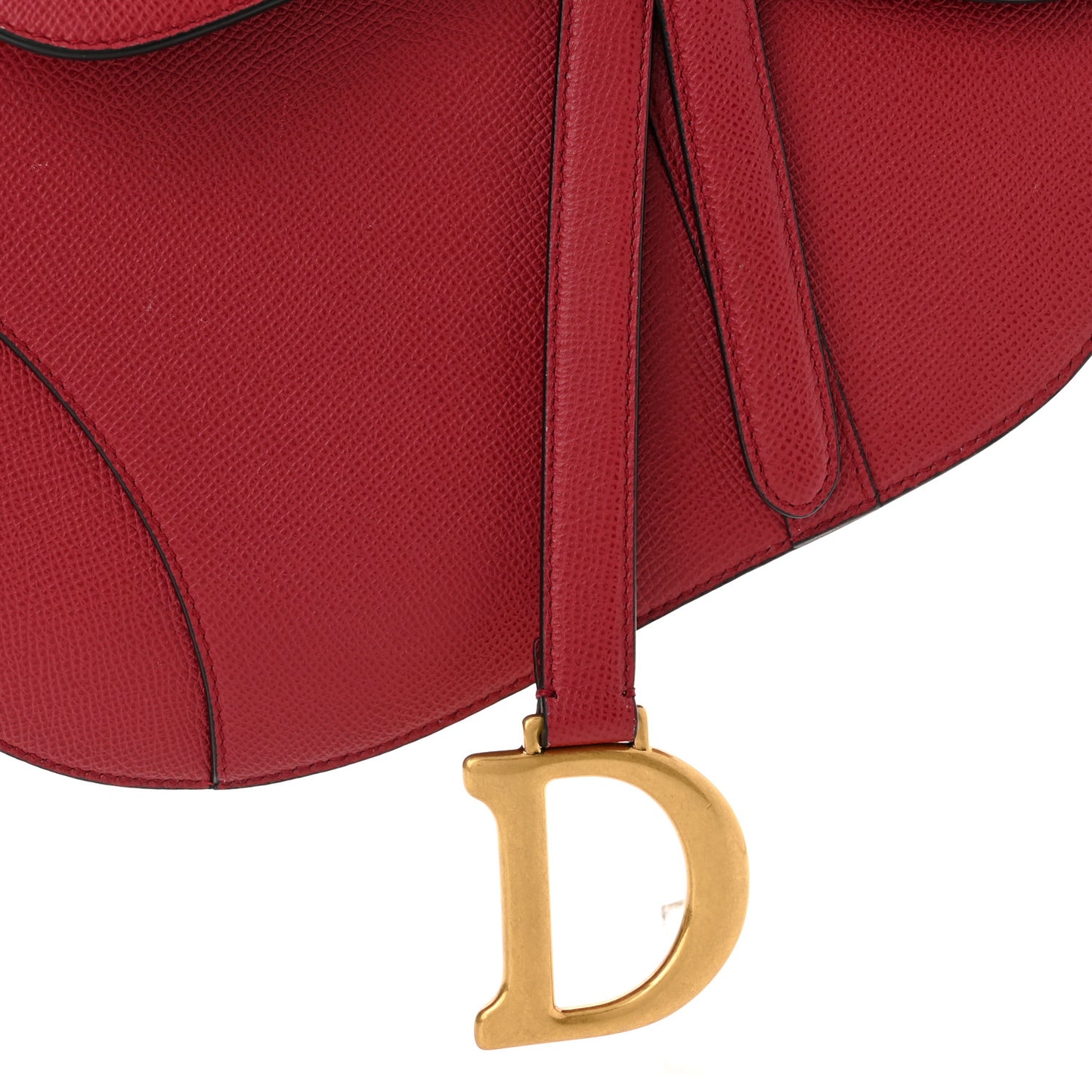 Grained Calfskin Saddle Bag Red