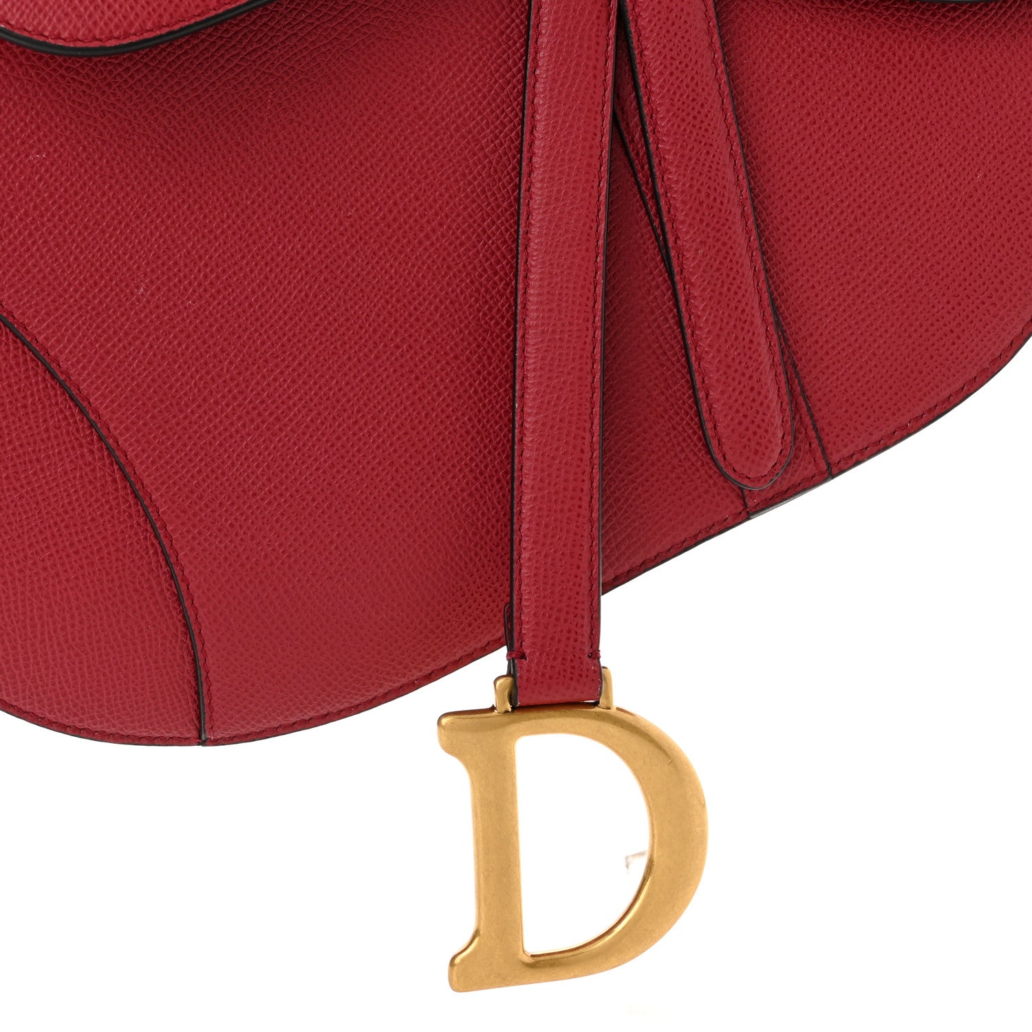 Christian Dior Grained Calfskin Saddle Bag Red 8 of 10