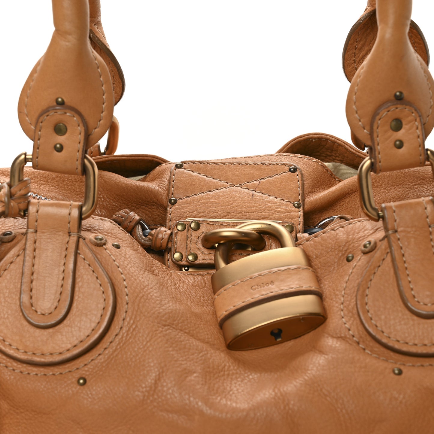 Calfskin Large Paddington Satchel Beige