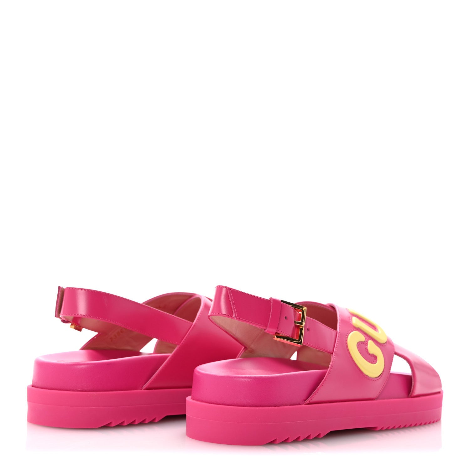 Gucci Calfskin Elizabeth Nappa Charlotte Logo Slingback Sandals 36 Fancy Fuchsia 5 of 10