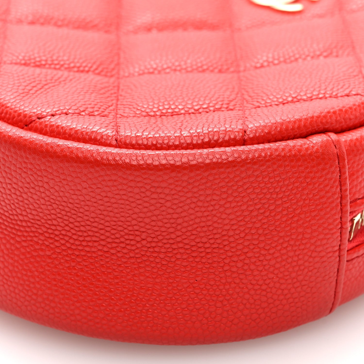 Chanel Caviar Quilted Round Clutch With Chain Red 10 of 10