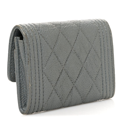 Chanel Caviar Quilted Boy Flap Card Holder Grey 3 of 9