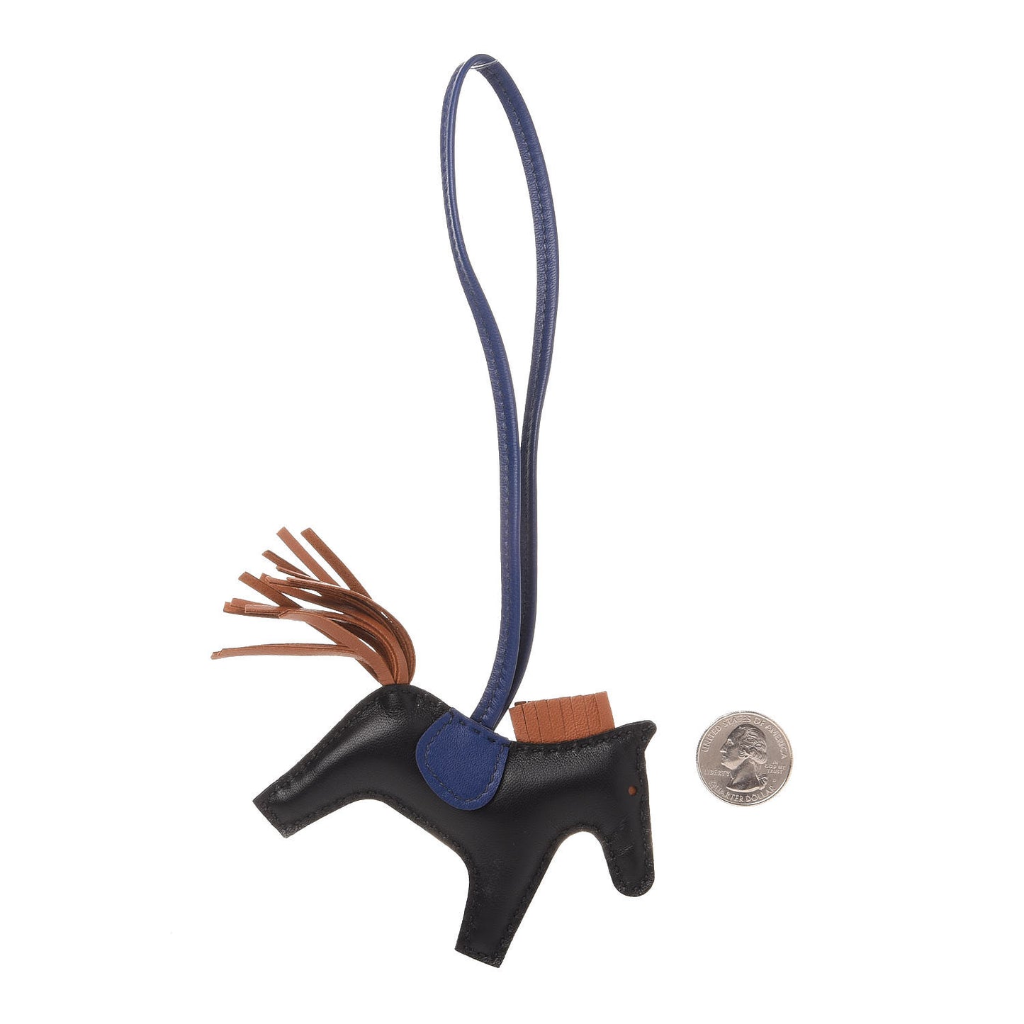 Milo Lambskin Grigri Rodeo Horse Bag Charm PM Black Bleu Saphir Gold
