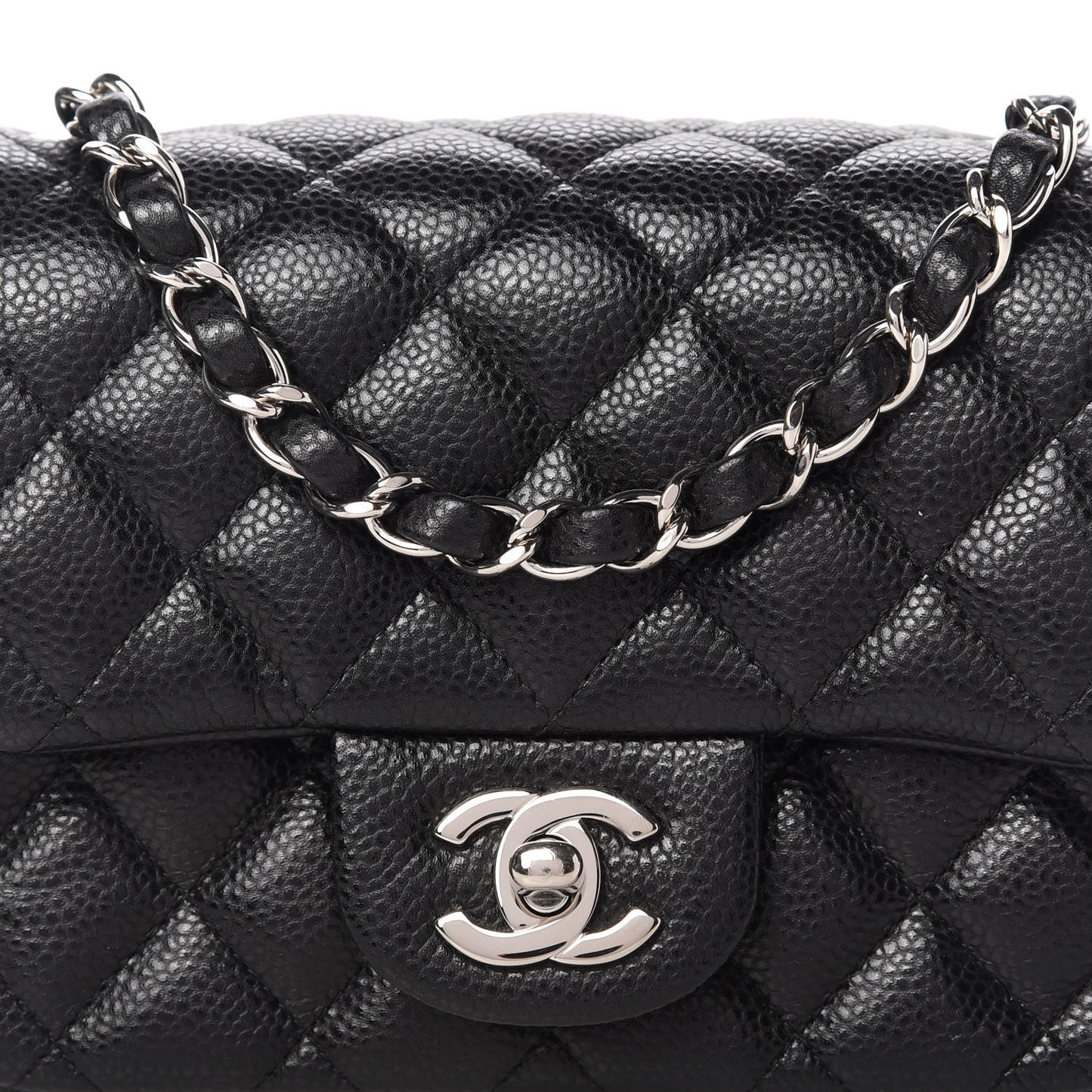Caviar Quilted Mini Square Flap Black
