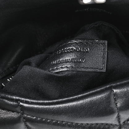 Saint Laurent Lambskin Quilted Toy Loulou Puffer Monogram Chain Satchel Black 7 of 9