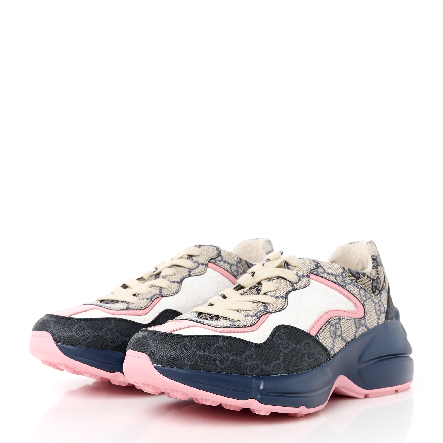 Gucci GG Supreme Monogram Rhyton Sneakers 36.5 Beige Blue Pale Pink 3 of 8