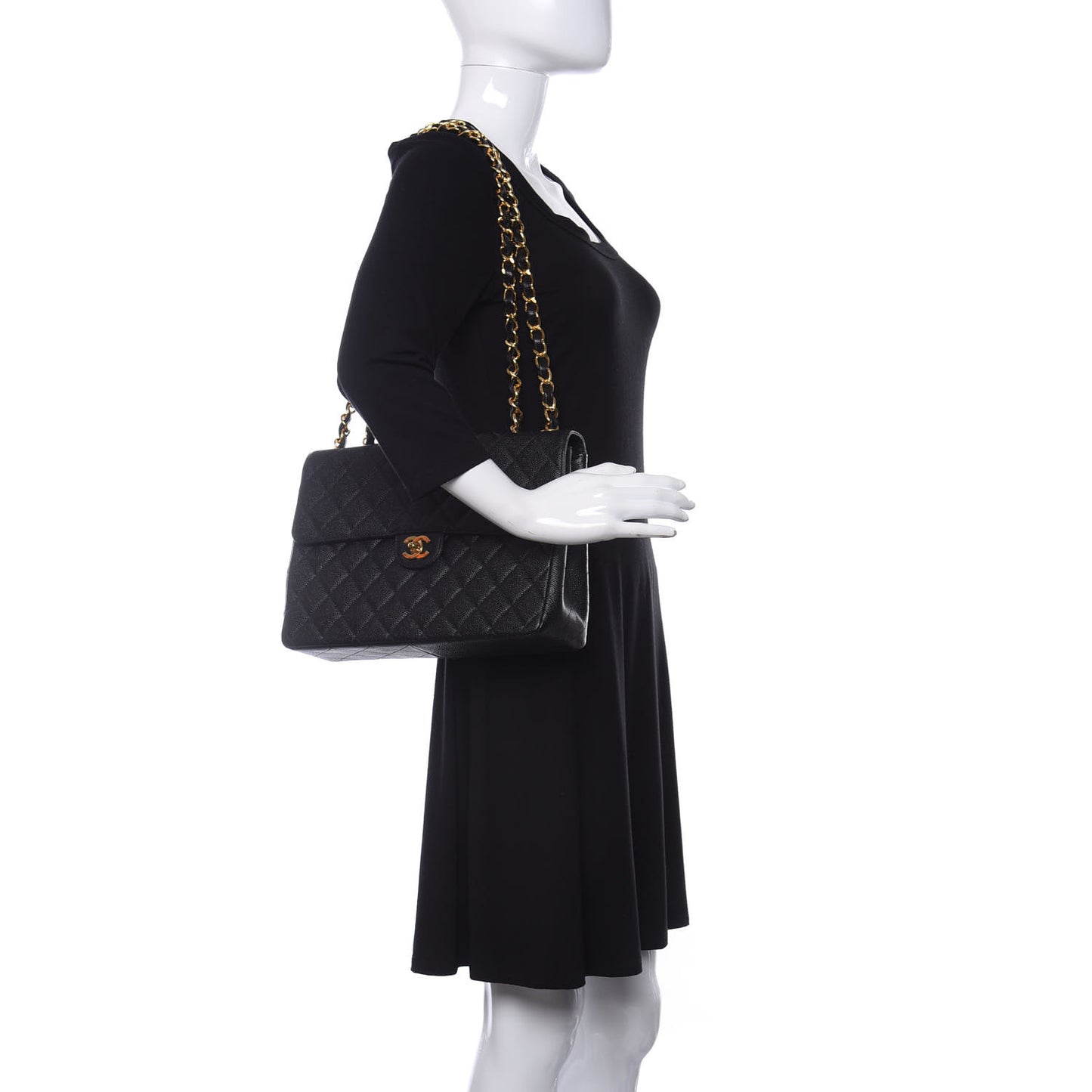 Caviar Quilted Jumbo Single Flap Black