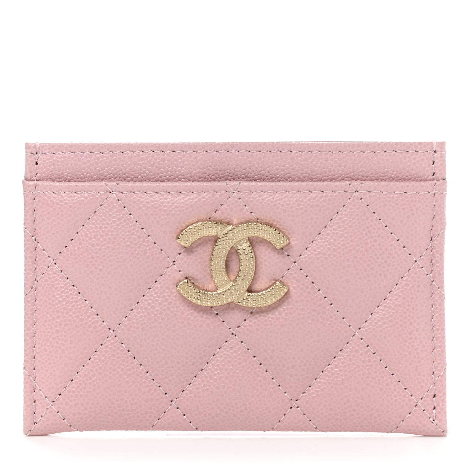 Chanel Caviar Quilted Studded CC Card Holder Light Pink 1 of 9