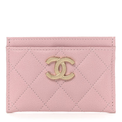Chanel Caviar Quilted Studded CC Card Holder Light Pink 1 of 9