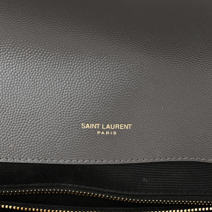Saint Laurent Grain De Poudre Textured Mixed Matelasse Large Triquilt Monogram Satchel Storm 7 of 10