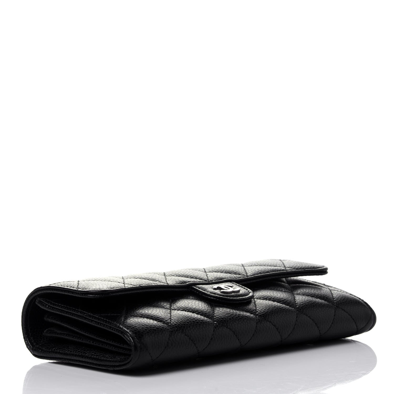 Chanel Caviar Quilted Large Gusset Flap Wallet Black 4 of 10