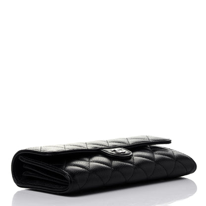 Chanel Caviar Quilted Large Gusset Flap Wallet Black 4 of 10