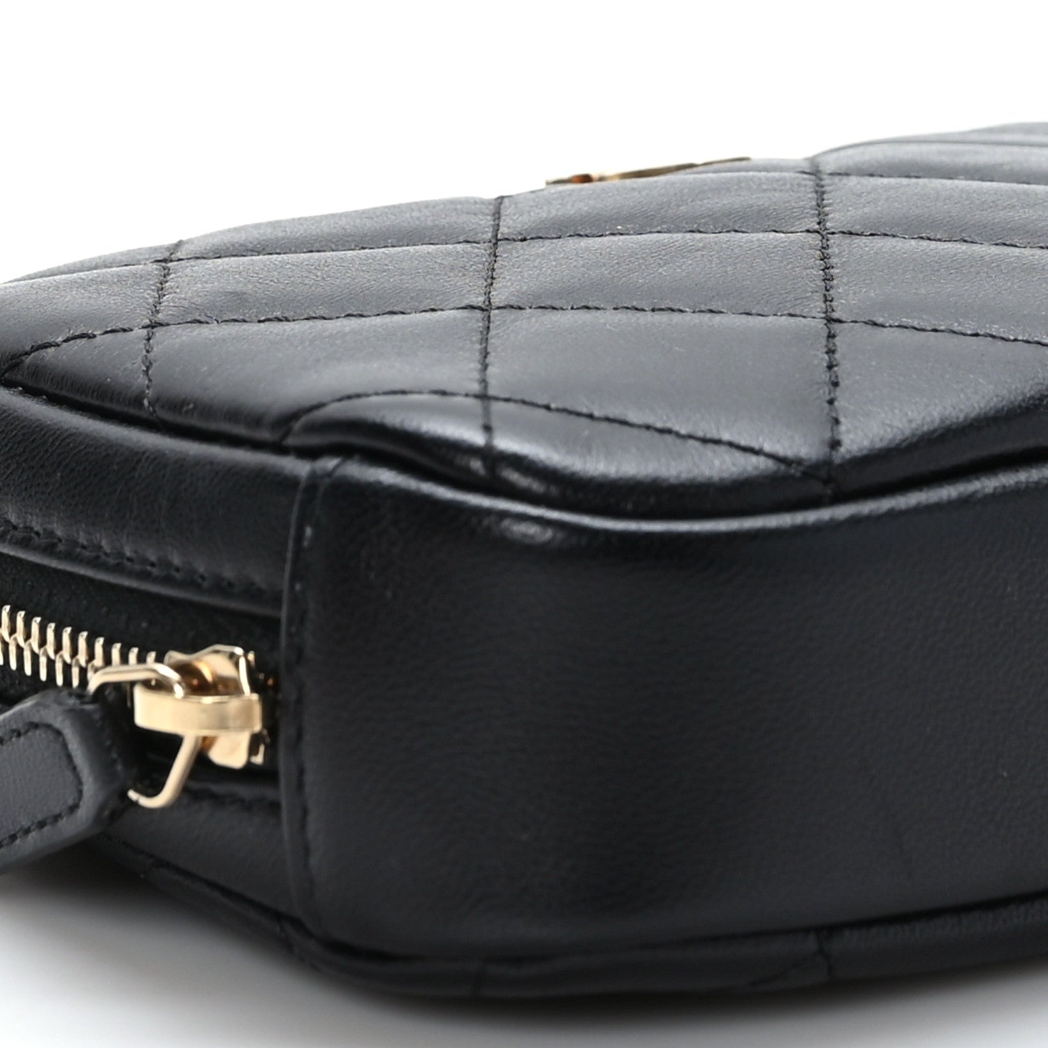 Chanel Lambskin Quilted Small Curvy Pouch Cosmetic Case Black 8 of 9