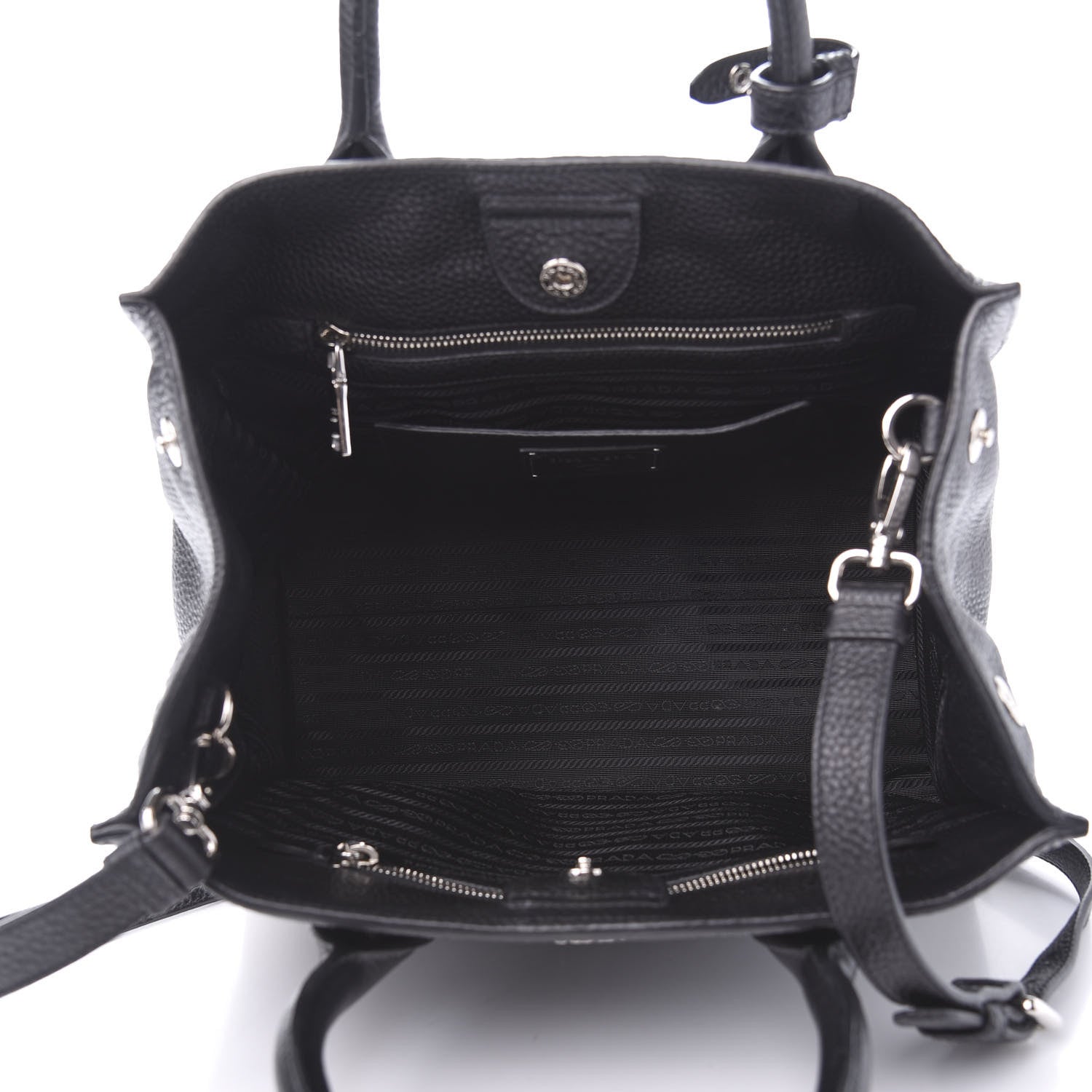 Prada Vitello Daino Shopping Tote Black 5 of 10