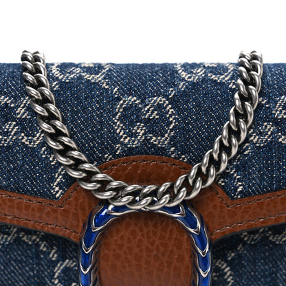 Gucci New Denim GG Monogram Dollar Calfskin Enamel Super Mini Dionysus Shoulder Bag Blue Tea Cuir Epilog Electric Blue 7 of 9