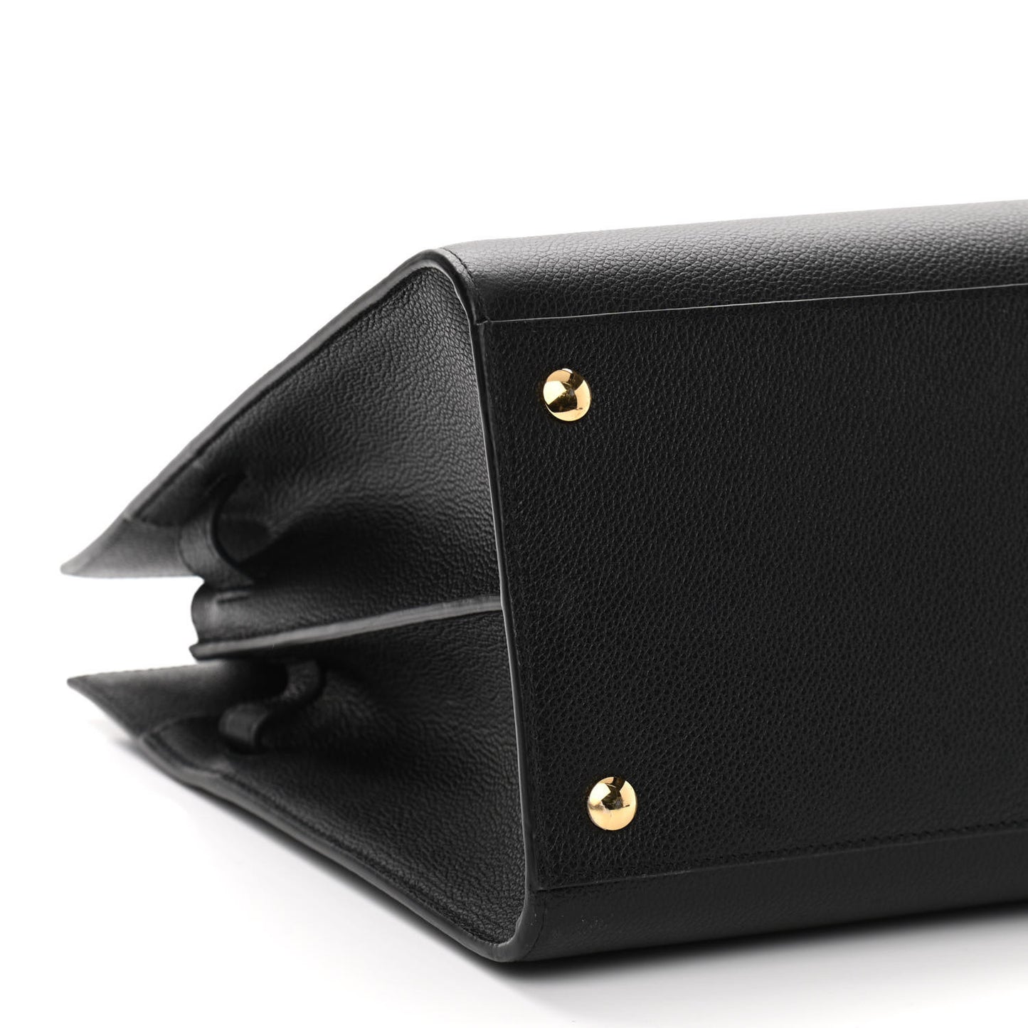 Grainy Calfskin Medium Title Bag Black