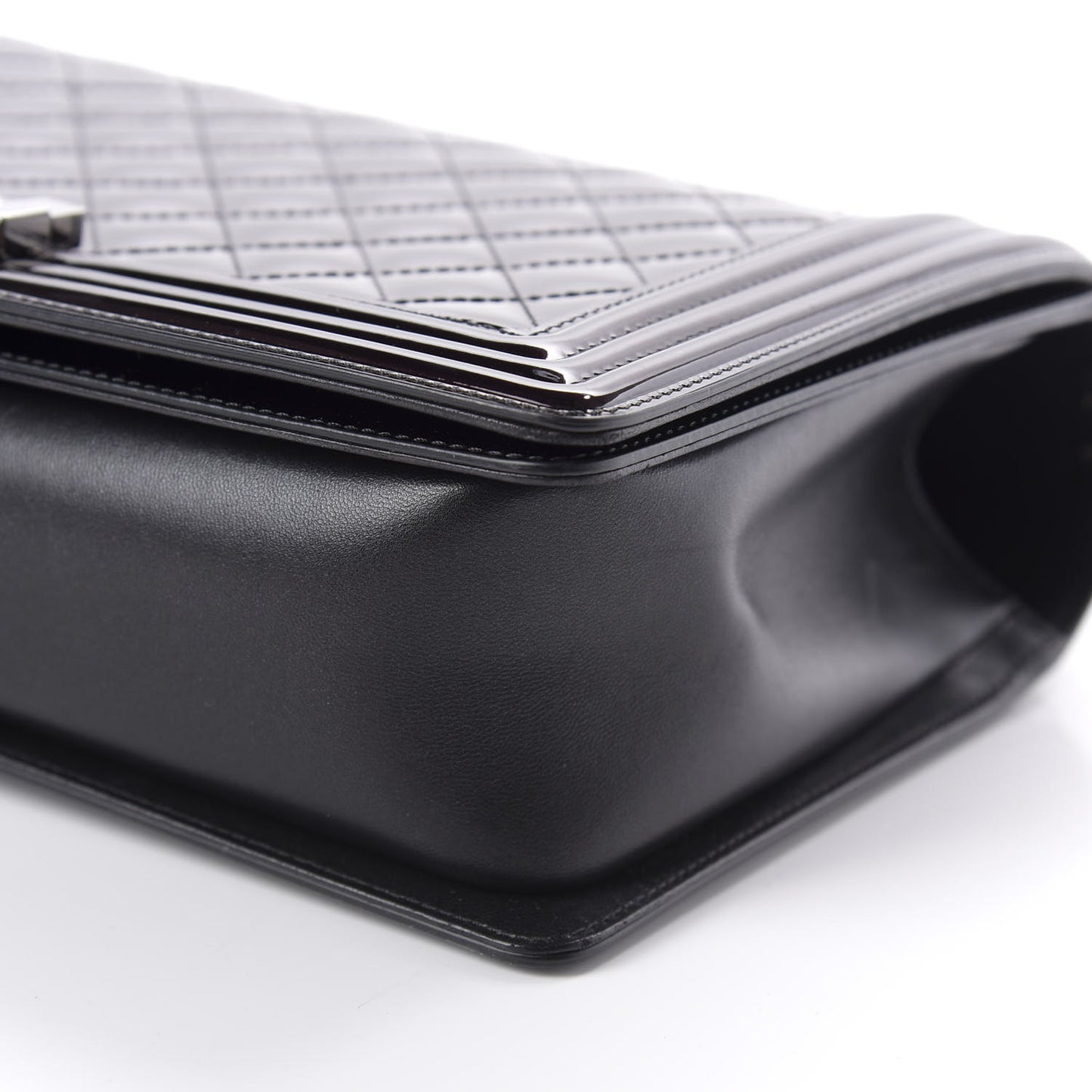 Patent Quilted New Medium Boy Flap Black