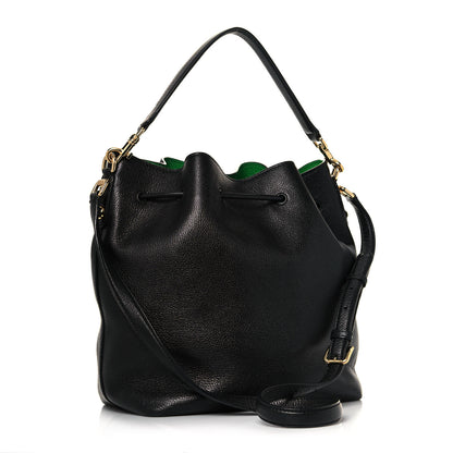 Dolce & Gabbana Drummed Calfskin Claudia Drawstring Bucket Shoulder Bag Black 3 of 12