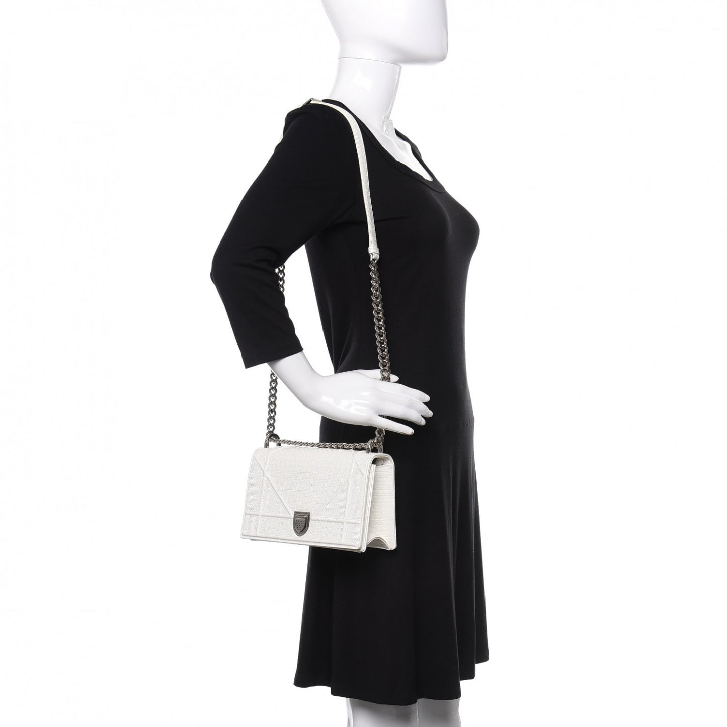 Patent Micro-Cannage Small Diorama Flap Bag White