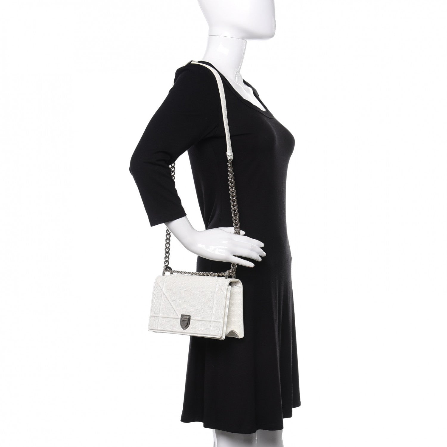 Christian Dior Patent Micro-Cannage Small Diorama Flap Bag White 2 of 9