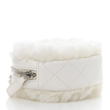 Chanel Shearling Sheepskin Lambskin Quilted Round Clutch With Chain White 4 of 10
