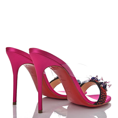 Christian Louboutin Satin PVC Speleola Slide Sandals 38 Poudre Black 4 of 10