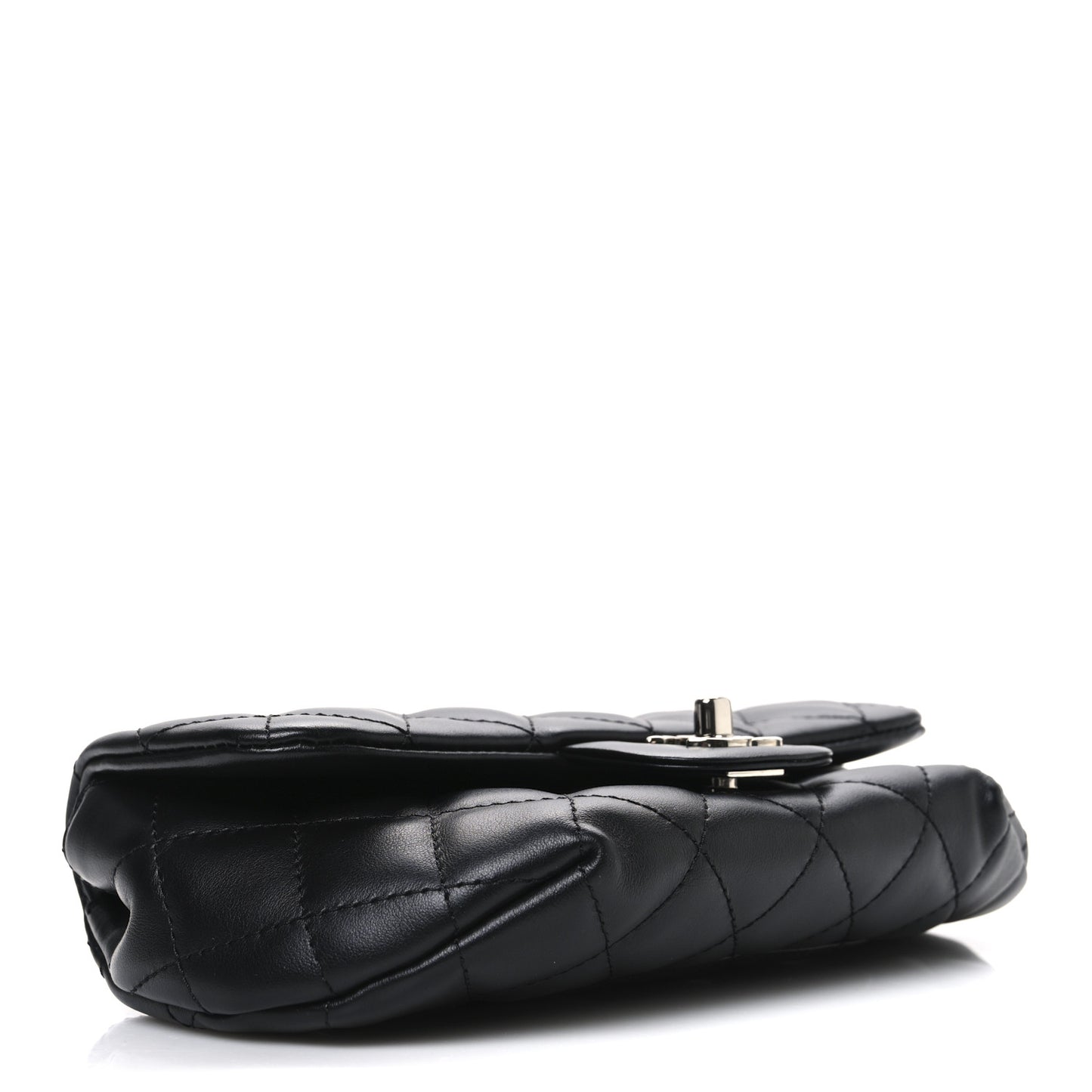 Calfskin Quilted CC Uniform Flap Belt Bag Black
