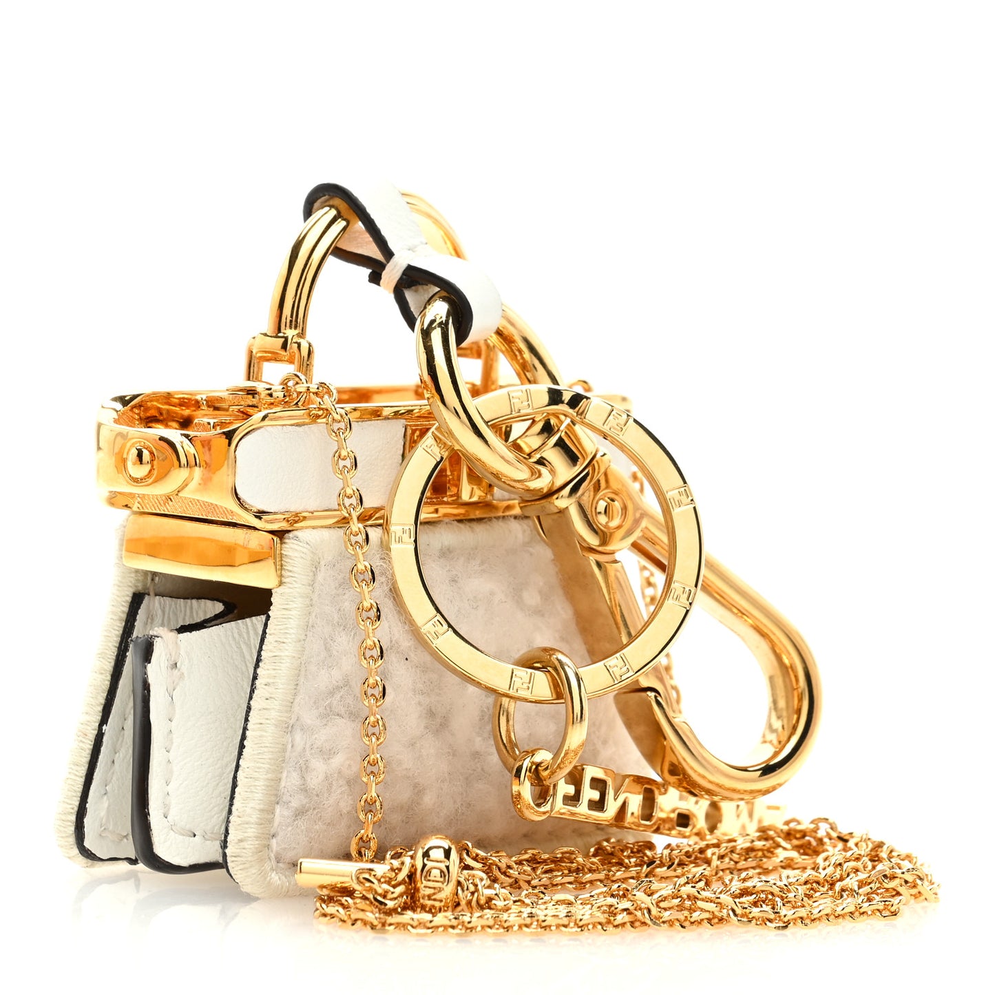 Sheepskin Fendiroma Peekaboo Key Case White
