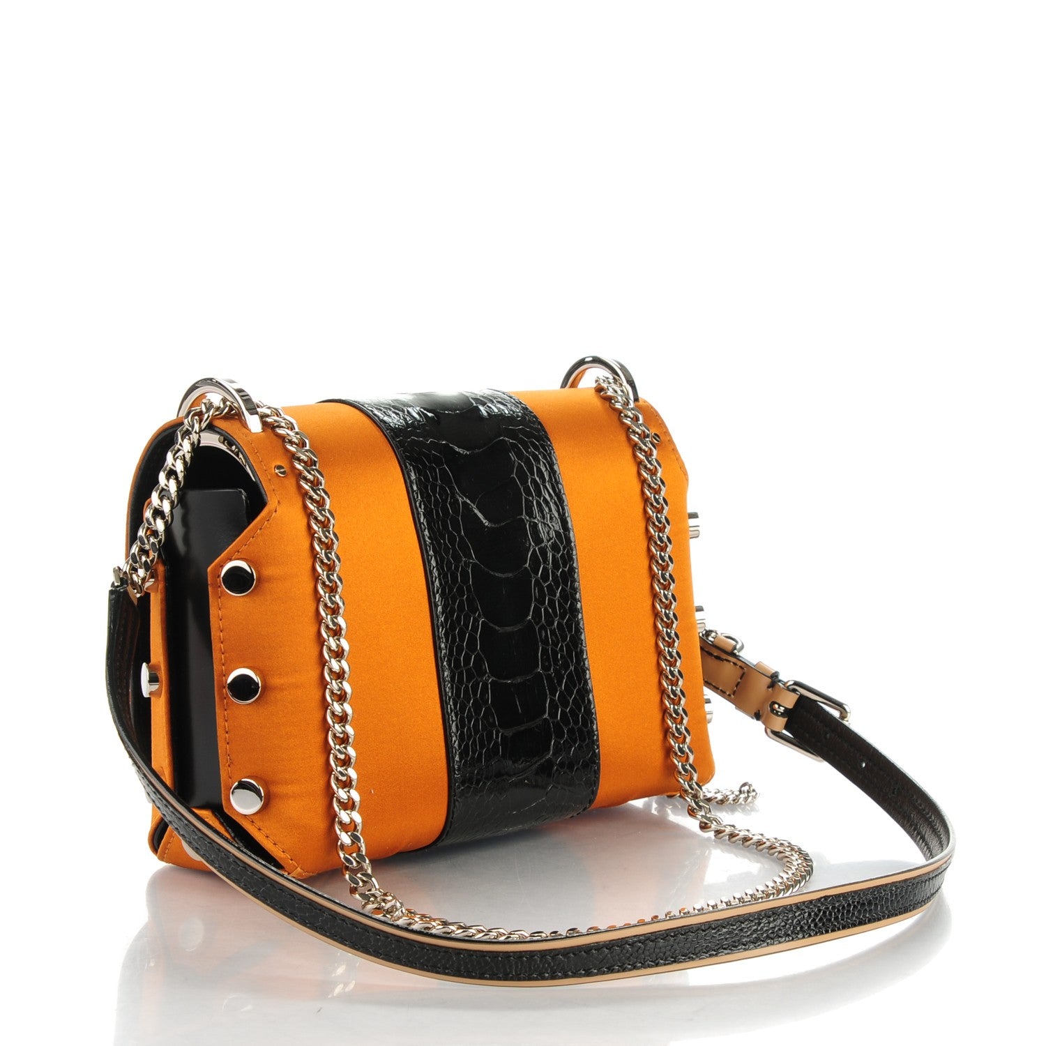Jimmy Choo Satin Ostrich Lockett Petite Shoulder Bag Orange 168335