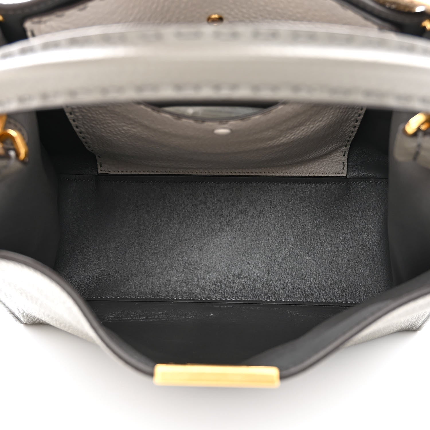 Fendi Cuoio Romano Selleria Bi-Color Medium Peekaboo X-Lite Moon Ghiaia 5 of 11