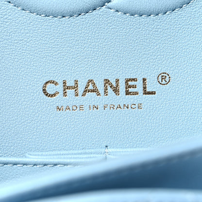 Chanel Iridescent Lambskin Quilted Medium Double Flap Light Blue 6 of 10