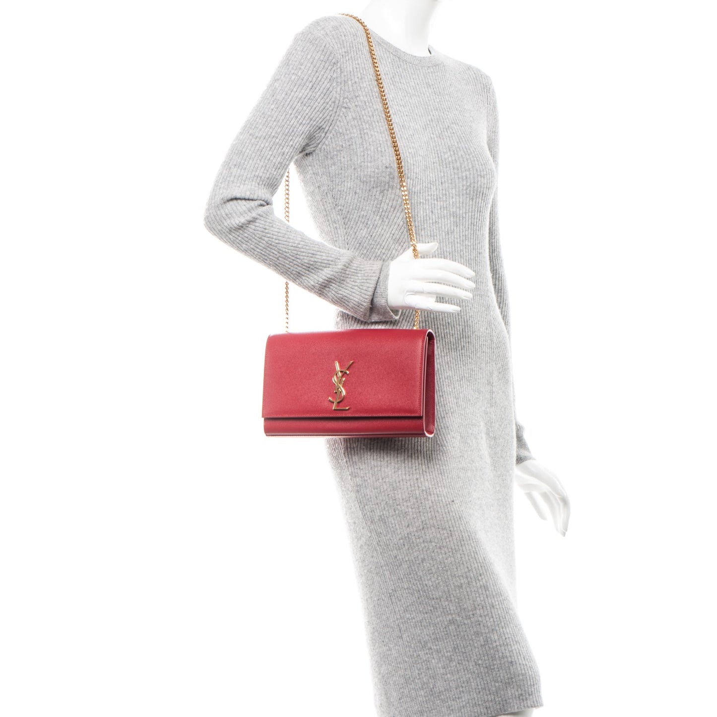 Grain De Poudre Medium Monogram Kate Satchel Red