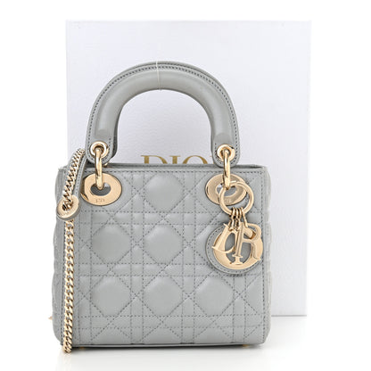 Christian Dior Metallic Lambskin Cannage Mini Lady Dior Grey 12 of 12