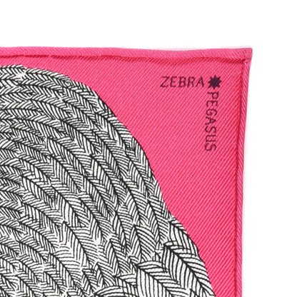 Hermes Silk Carre Zebra Pegasus Nano Scarf 20 Rose Bonbon Black White 3 of 4