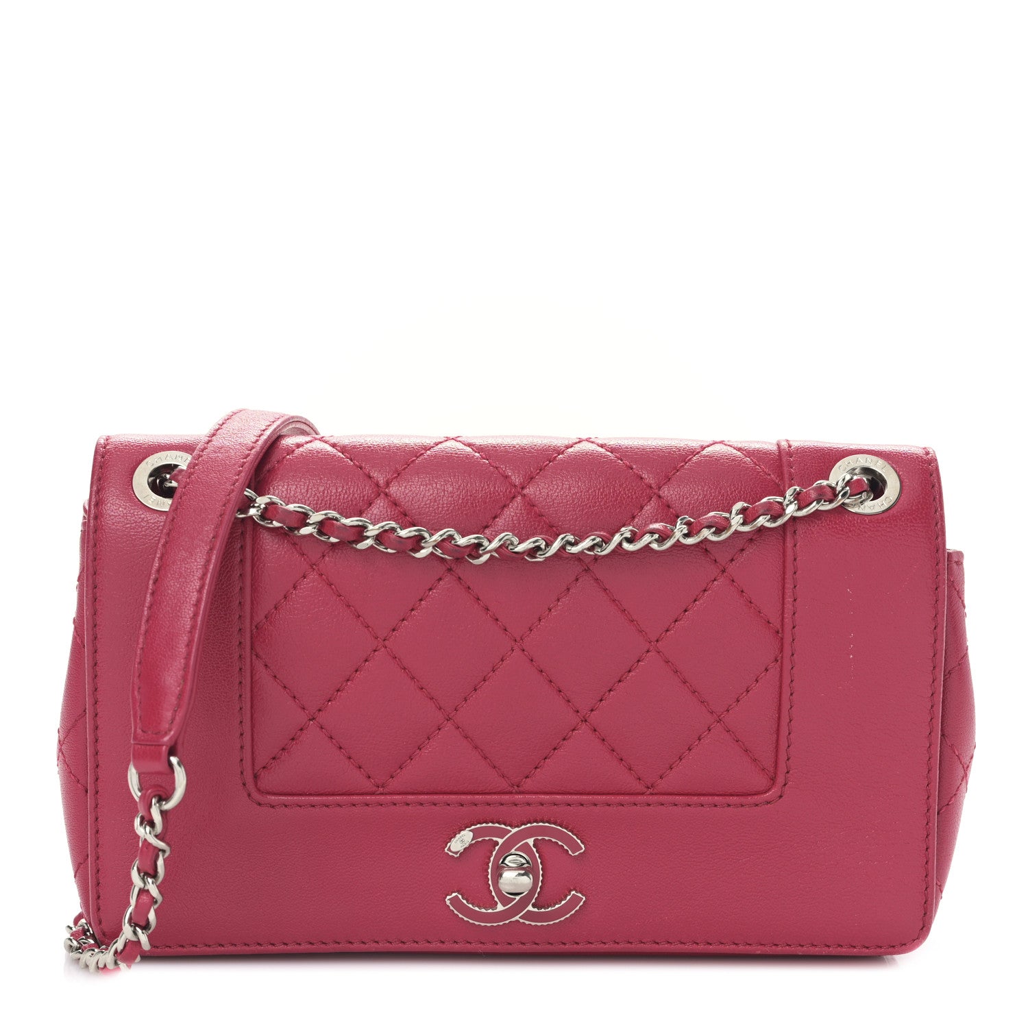 Chanel Iridescent Sheepskin Quilted Small Vintage Mademoiselle Flap Dark Pink 1 of 9