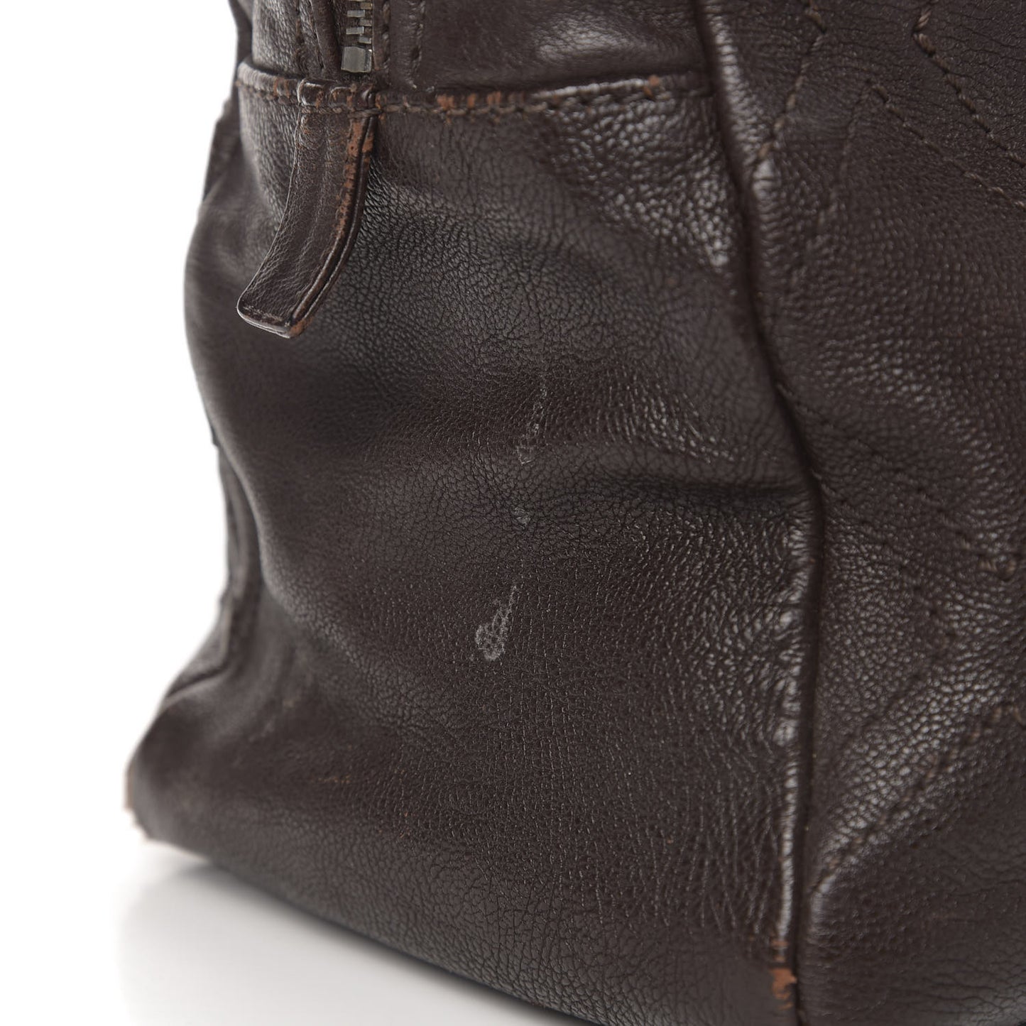 Calfskin Small Diamond Stitch Tote Brown
