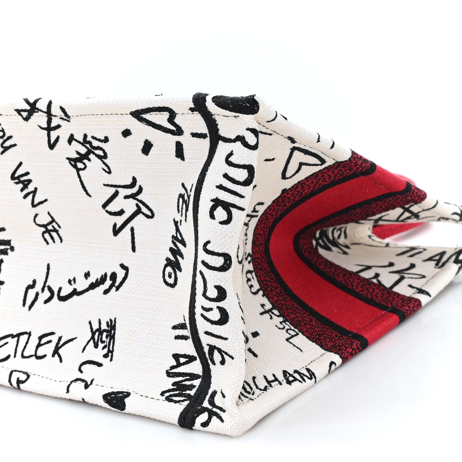 Christian Dior Canvas Embroidered Medium Dioramour Graffiti Book Tote Latte Multicolor 10 of 11