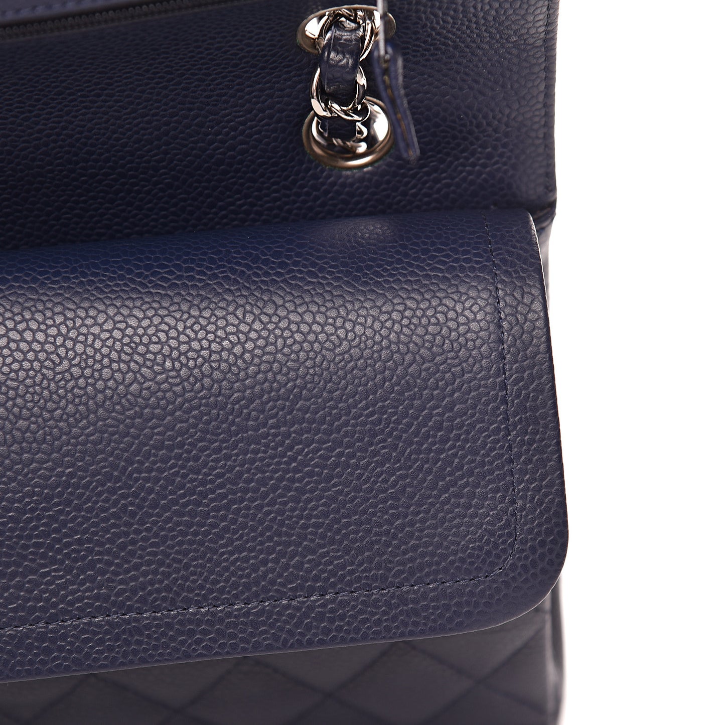Caviar Quilted Medium Double Flap Navy
