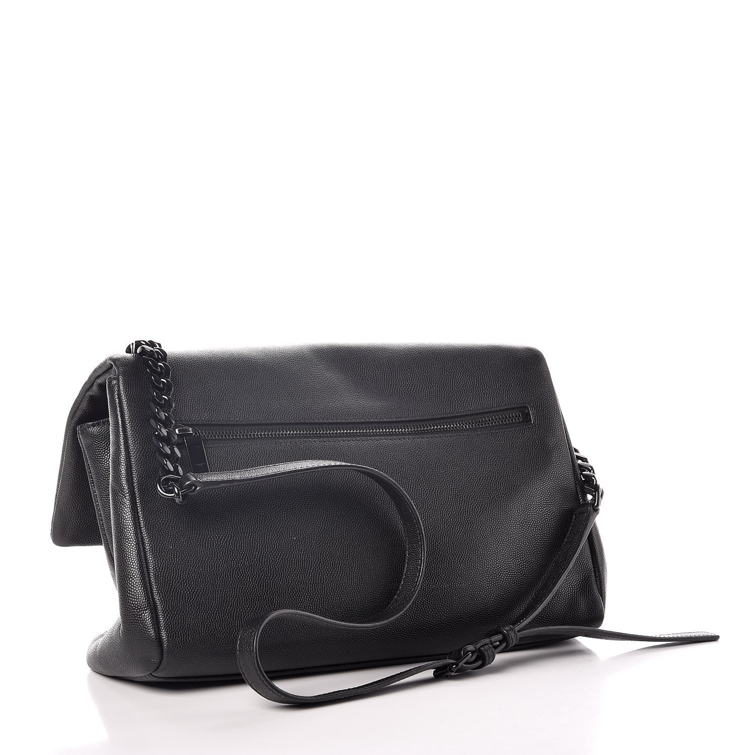 Saint Laurent Grain De Poudre Medium West Hollywood Monogram Fold-Over Black 3 of 12