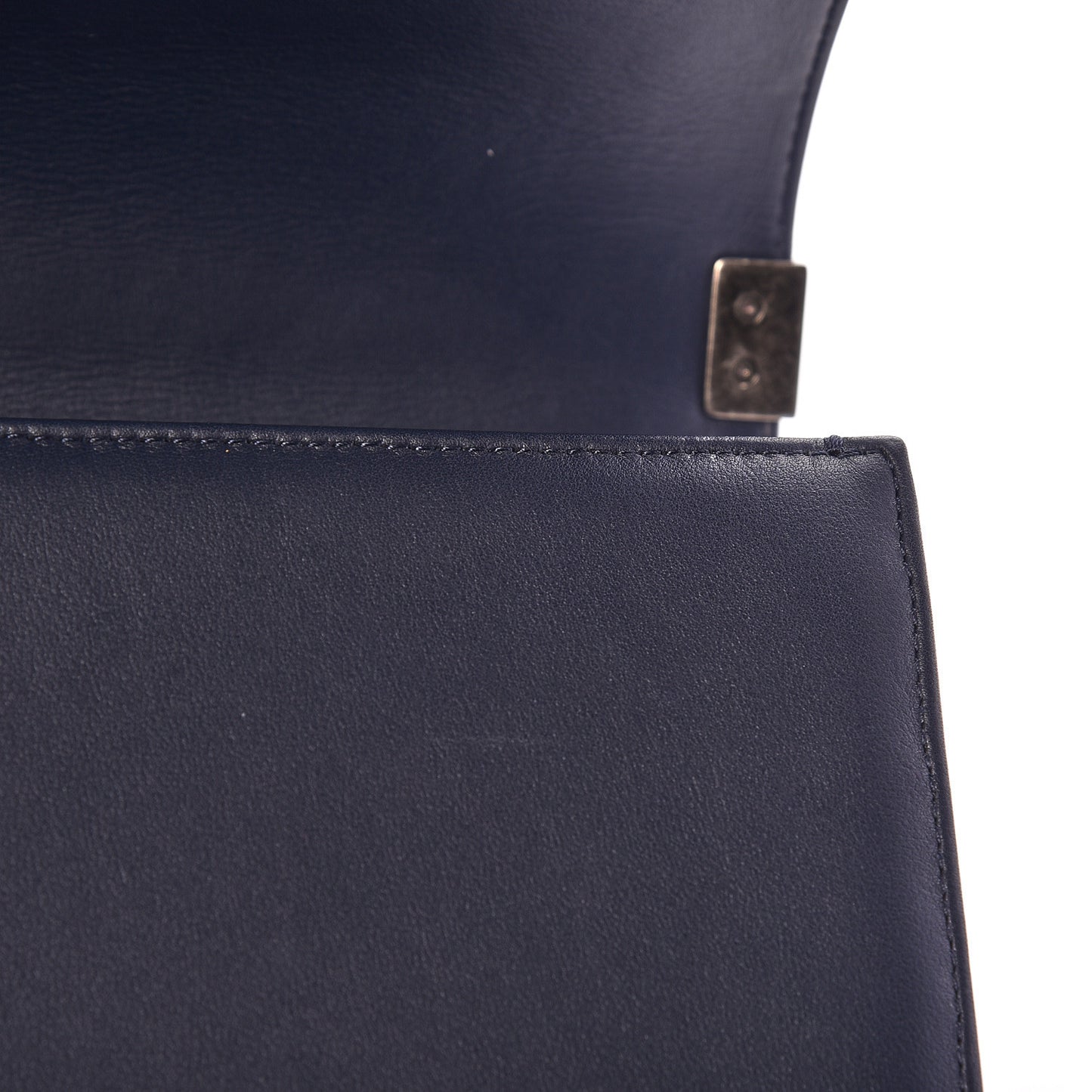 Lambskin Chevron Quilted New Medium Boy Flap Dark Navy Blue