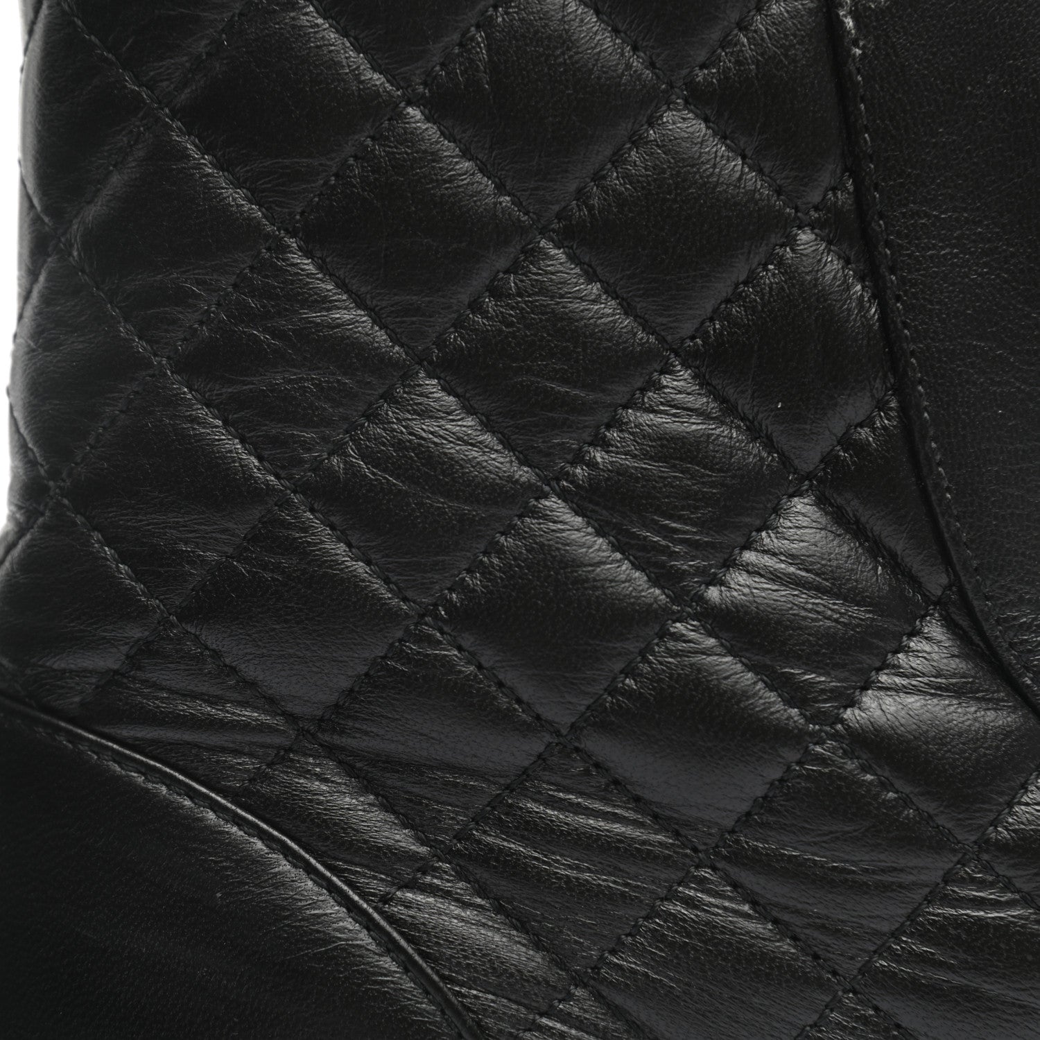Chanel Shiny Lambskin Quilted Lace Up Combat Boots 38 Black 11 of 13