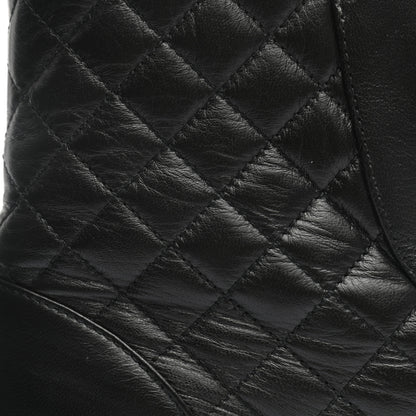 Chanel Shiny Lambskin Quilted Lace Up Combat Boots 38 Black 11 of 13