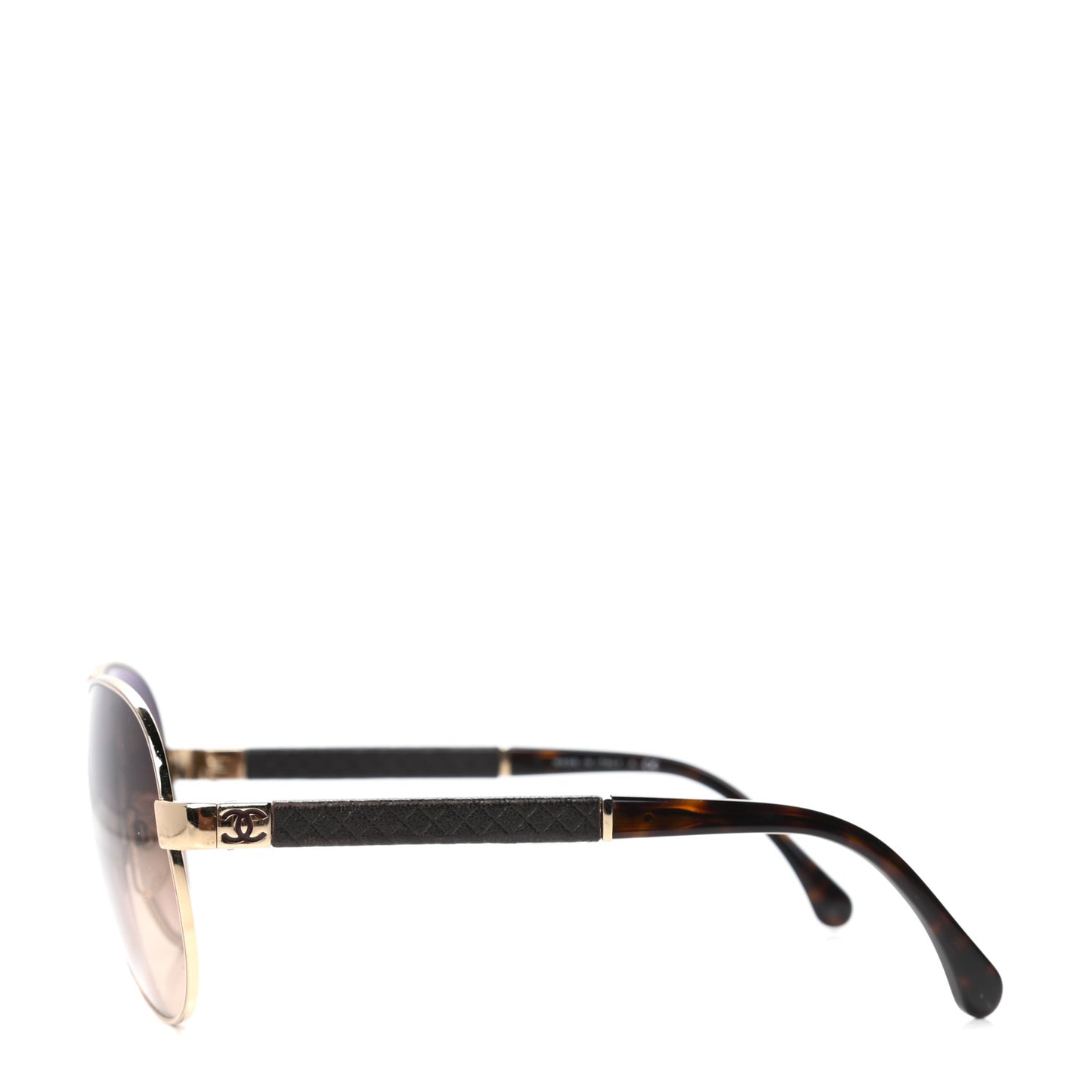 Lambskin Quilted CC Aviator Sunglasses 4195-Q Brown Gold