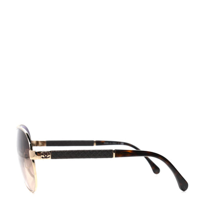 Chanel Lambskin Quilted CC Aviator Sunglasses 4195-Q Brown Gold 3 of 5