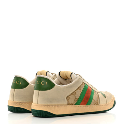 Gucci GG Monogram Nubuck Web Womens Screener Sneakers 39 New Sand Dusty Milk Vintage Green 4 of 9