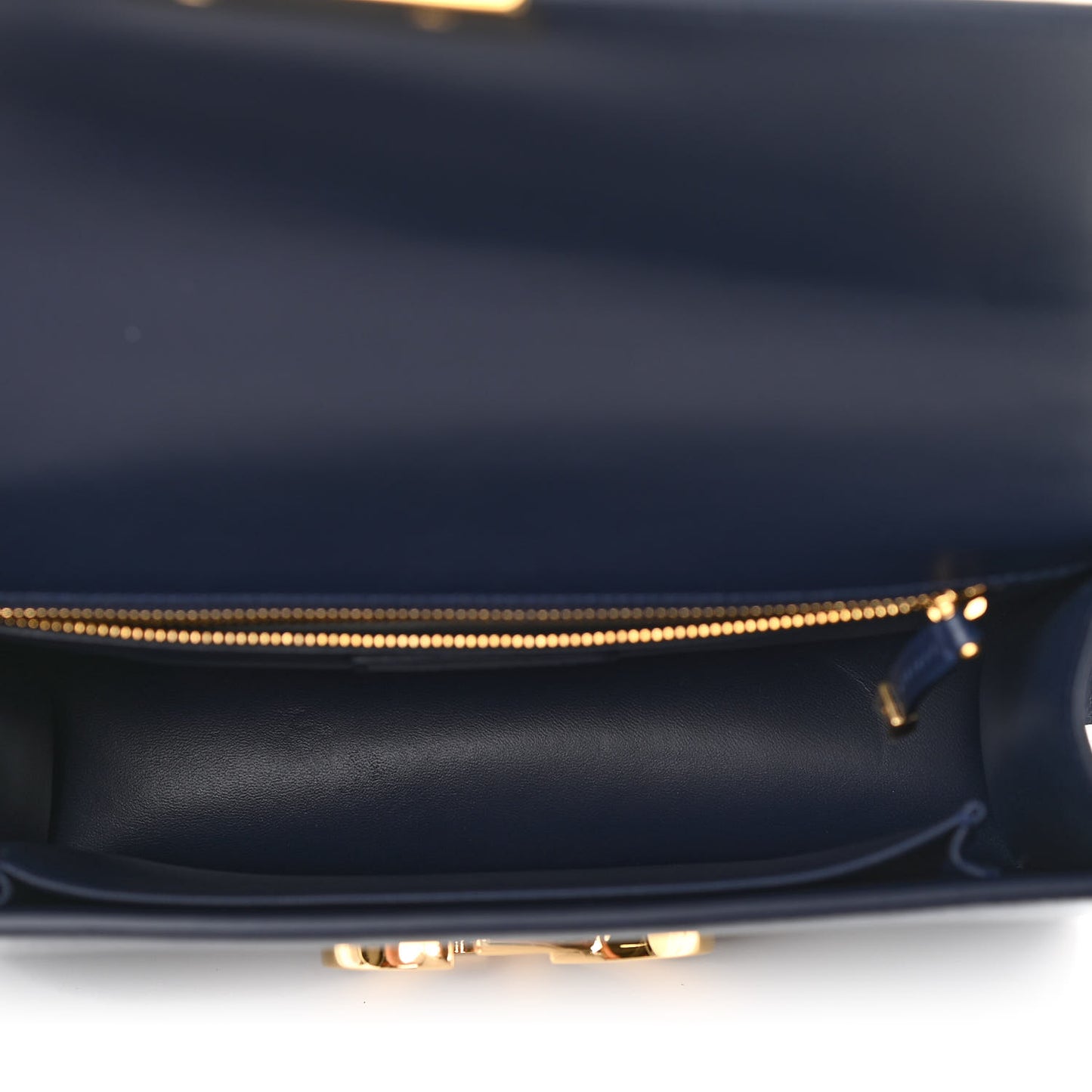 Shiny Crinkled Lambskin 30 Montaigne Flap Bag Indigo