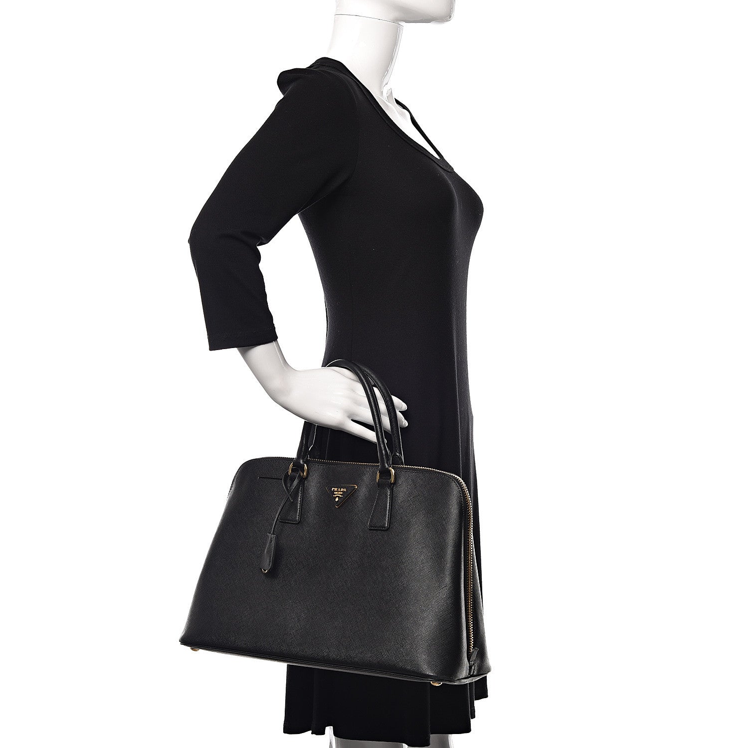 Prada Saffiano Lux Large Promenade Tote Black 3 of 17
