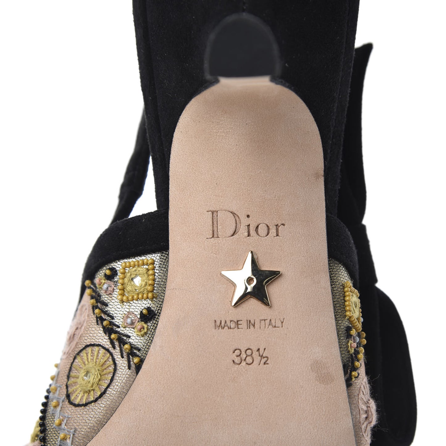 Embroidered Calfskin Beaded Sweet D Sling-Back Pumps 38.5 Multicolor
