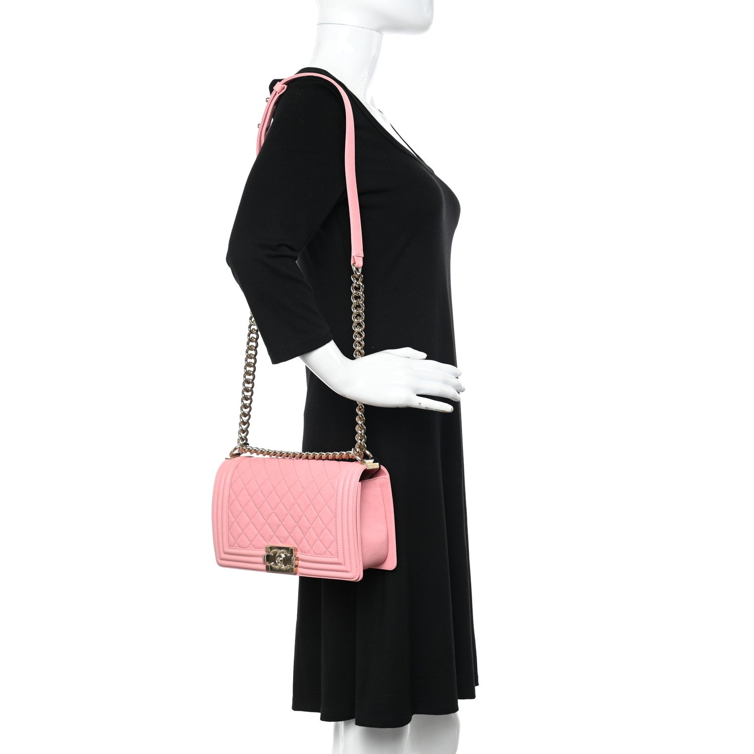 Chanel Caviar Quilted Medium Boy Flap Pink 2 of 10